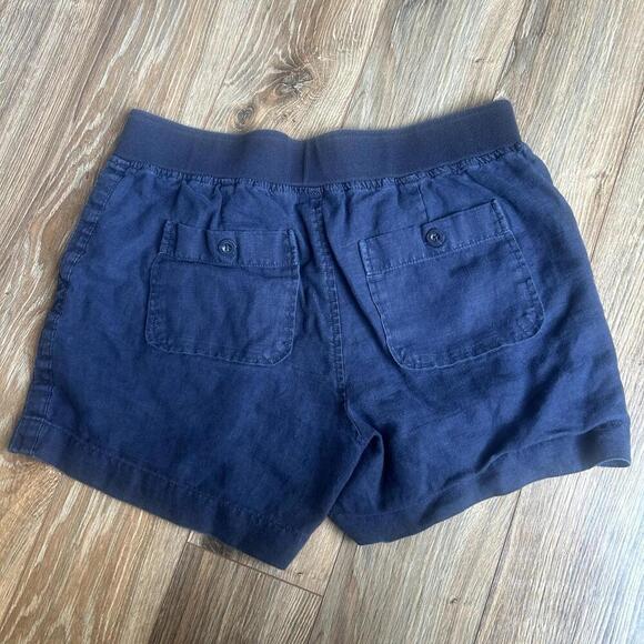Athleta Shorts Womens Size 6 Navy 100% Linen Drawstring Waist Pockets - Picture 6 of 6